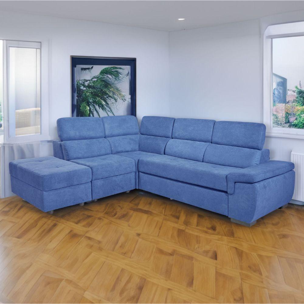 Divano letto Lughen contenitore 5 elementi reversibili colore roma 26 blu oceano