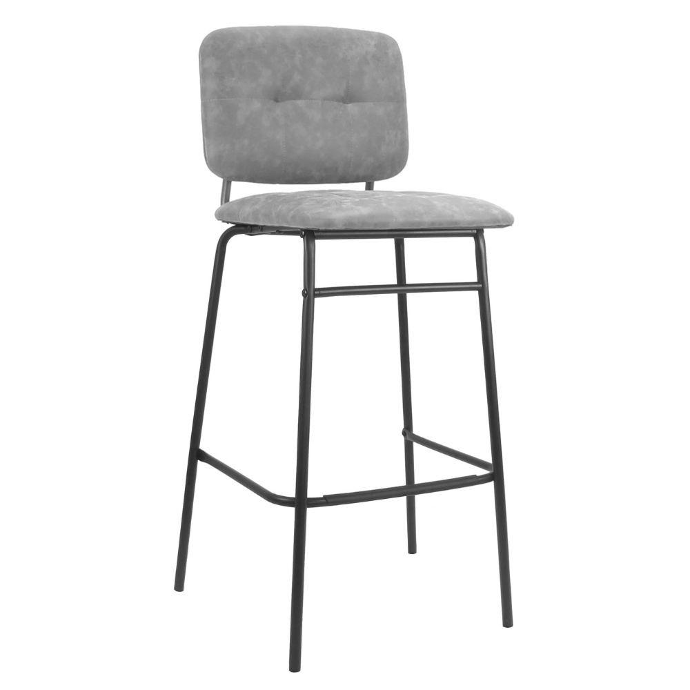Sgabello Ross in velluto grigio con gambe nere