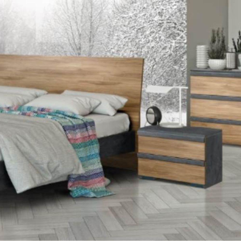 Comodino Borghese 2 cassetti noce dark
