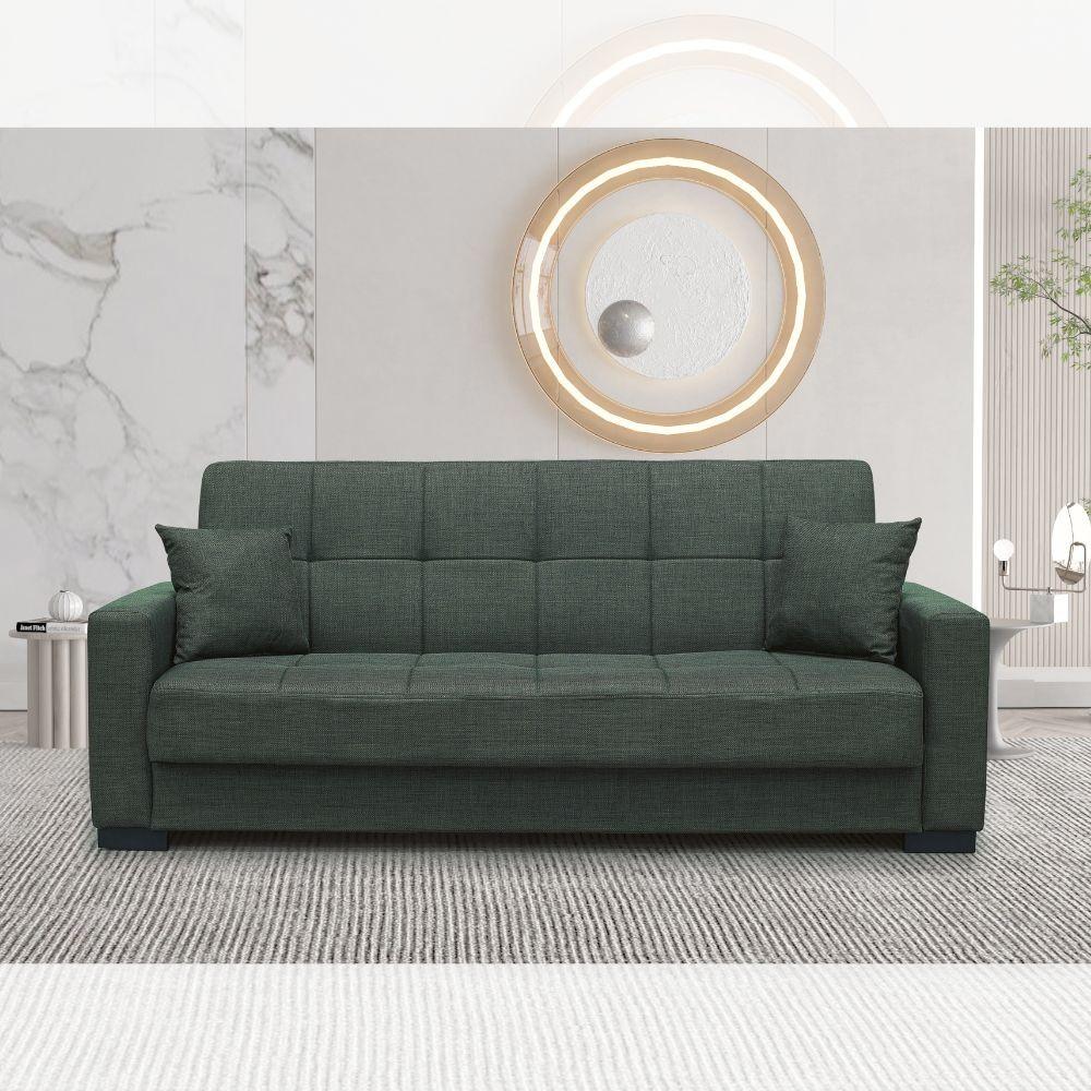 Divano letto contenitore New Malpensa 3 posti colore oliva Mina 19