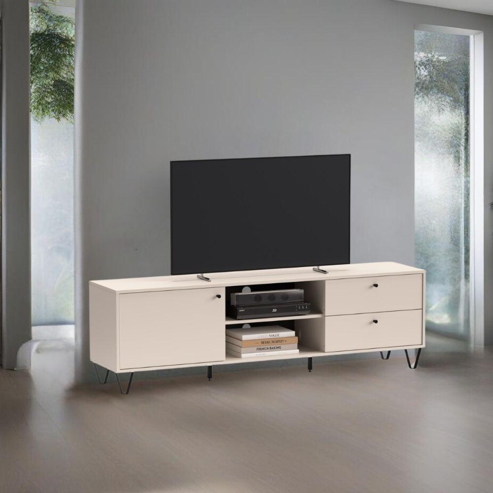 Porta TV Aldo1 con 2 cassetti un'anta e due vani a giorno colore cashemere