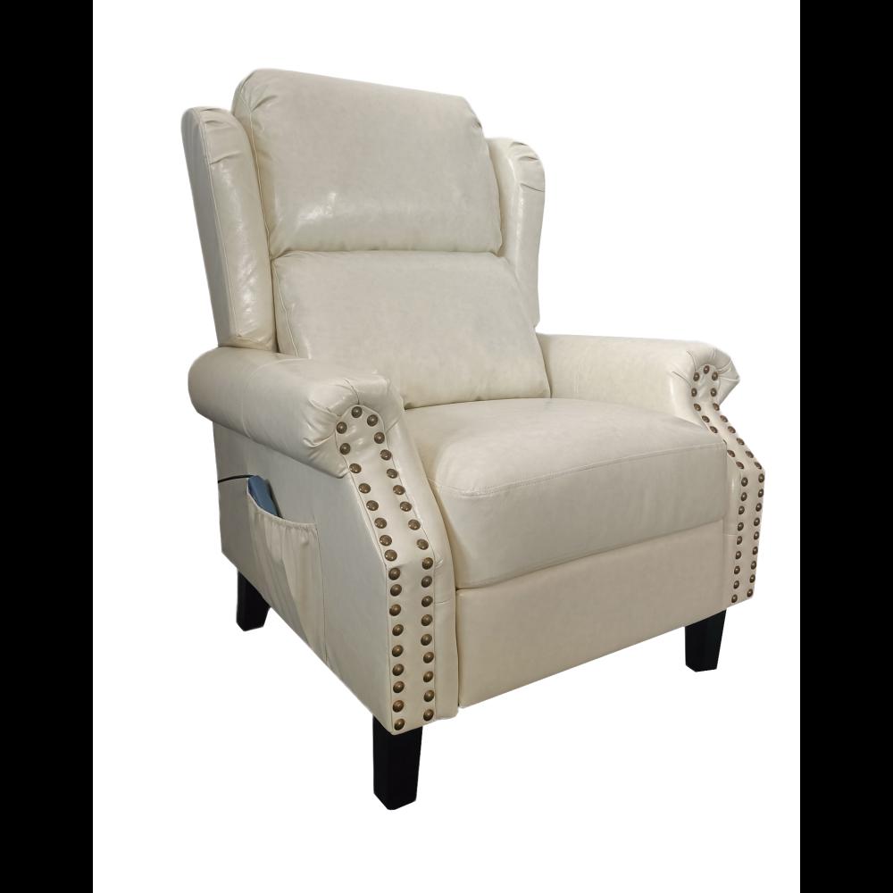 Poltrona Wing recliner 6 punti massaggianti in ecopelle colore beige