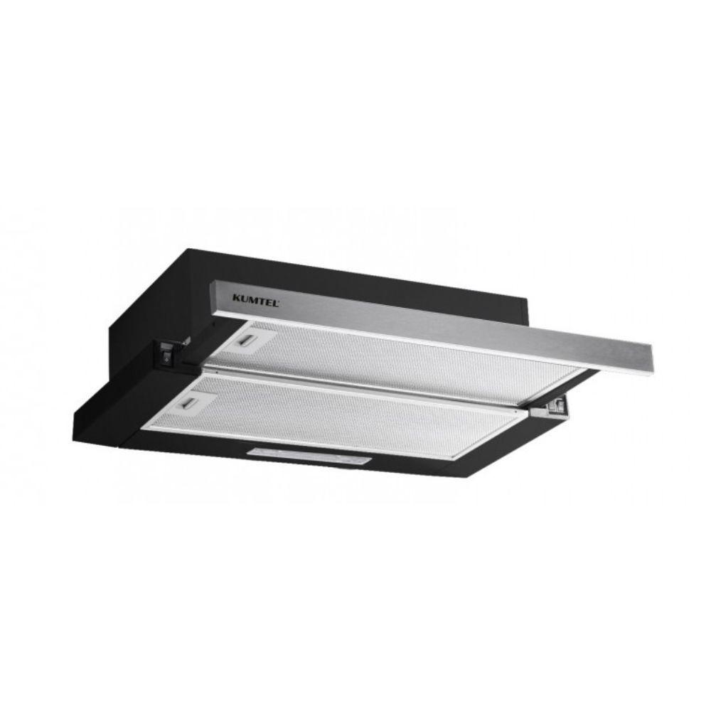 Cappa integrata Kumtel New Slim sottopensile potenza aspirante 250 m3/h luci led 60 nero con frontalino inox