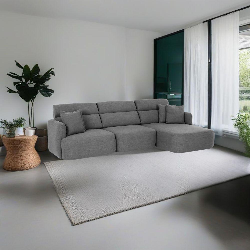 Divano con penisola reversibile Koda con seduta traslante in tessuto Vardo G1312 grigio scuro