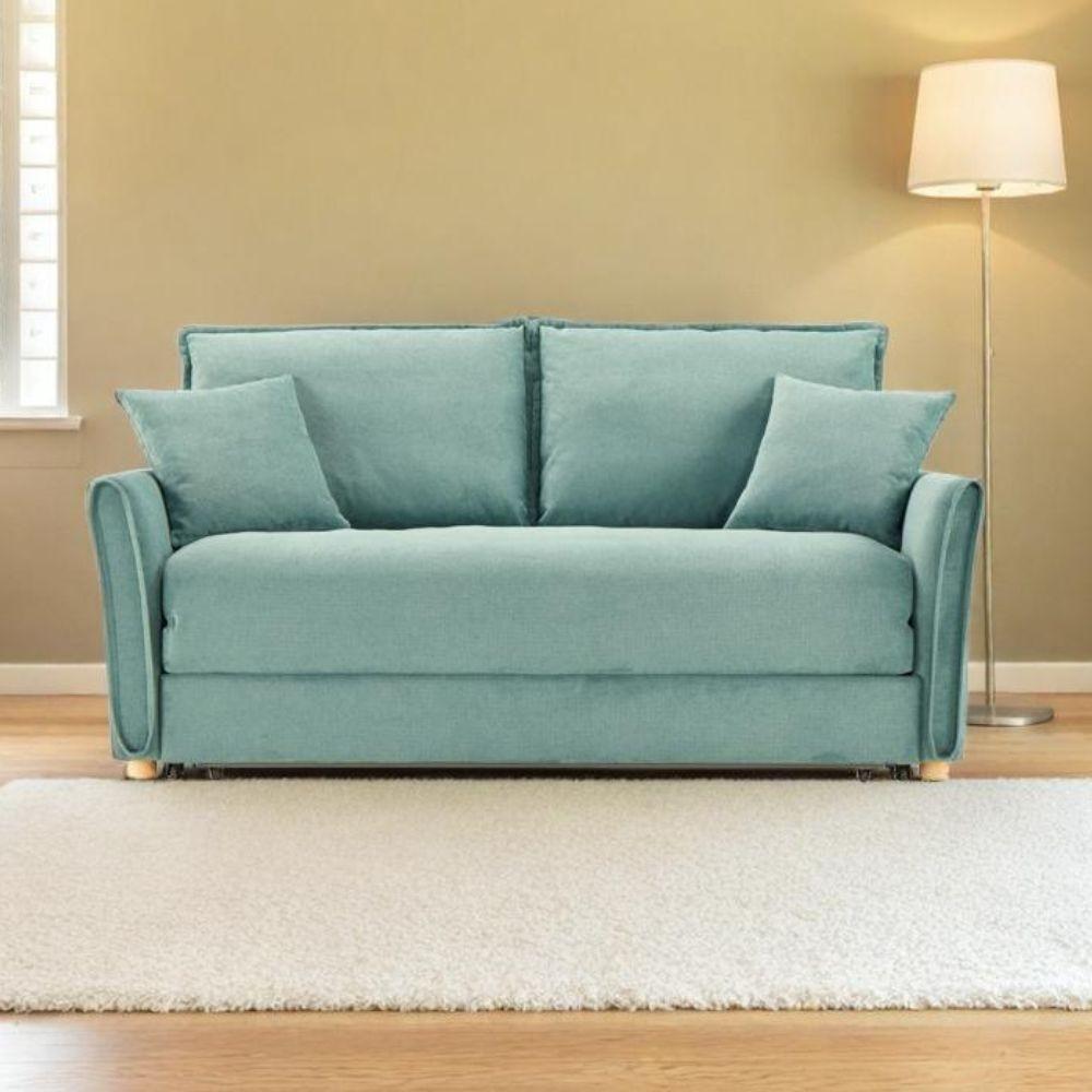 Divano letto Cassie con contenitore colore verde acqua