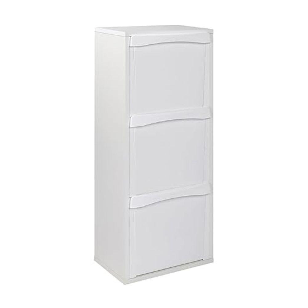 Mobile pattumiera per raccolta differenziata Helena con tre secchi colore bianco frassinato