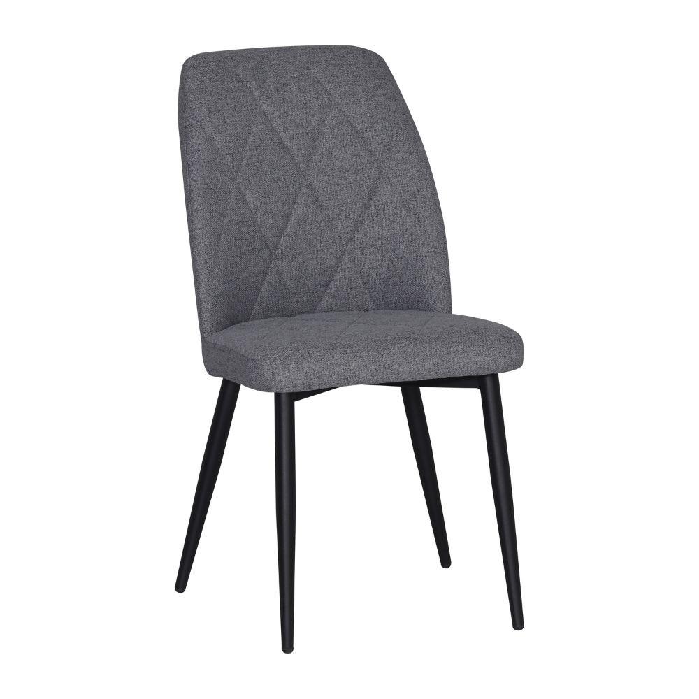 Sedia Vika in tessuto Nordic 15 grigio con piedini neri