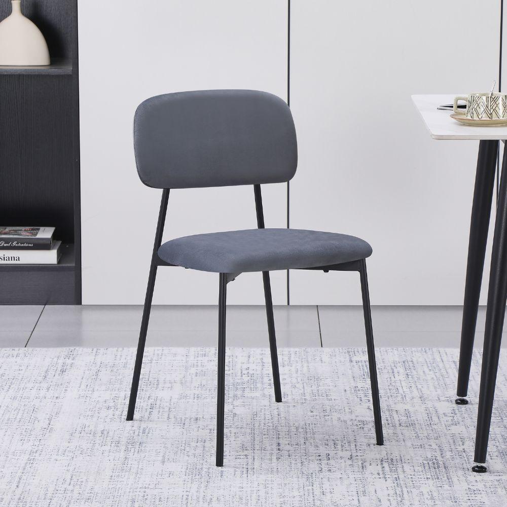 Sedia Shen in vellutino colore grigio e struttura in metallo nero