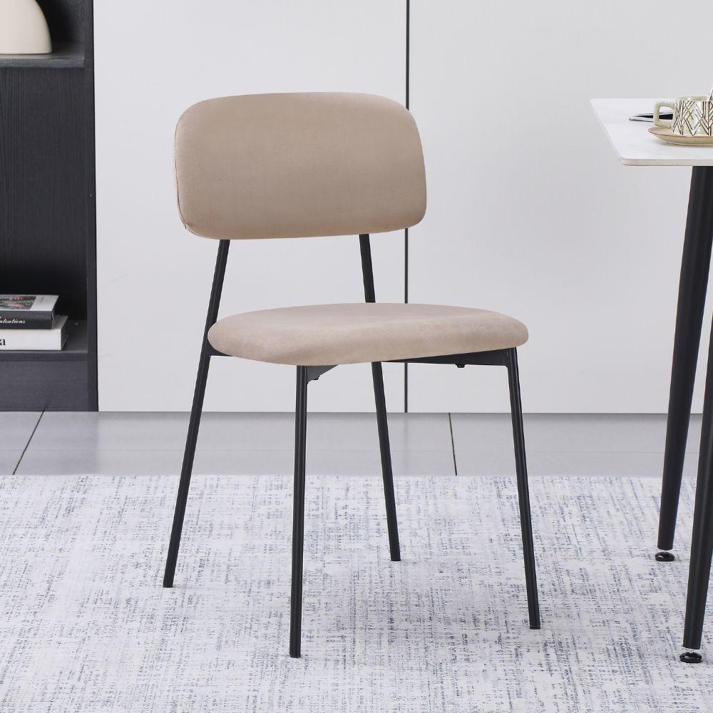 Sedia Shen in vellutino colore taupe e struttura in metallo nero