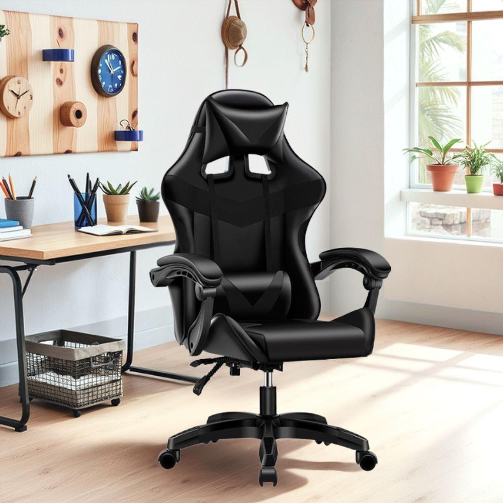 Sedia da ufficio Gaming con schienale alto e imbottitura in PVC colore nero