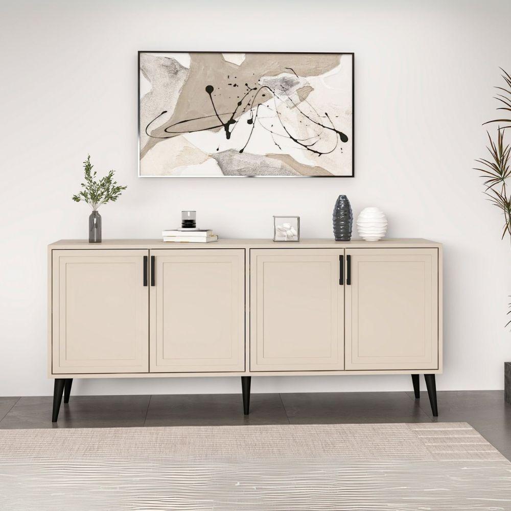 Madia Prime con 4 ante colore cashmere con maniglie e piedini neri