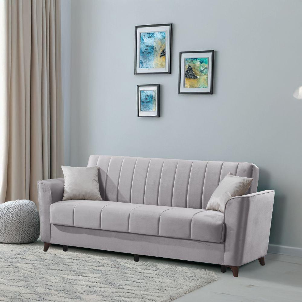 Divano letto Duca con contenitore in velluto Setra grigio