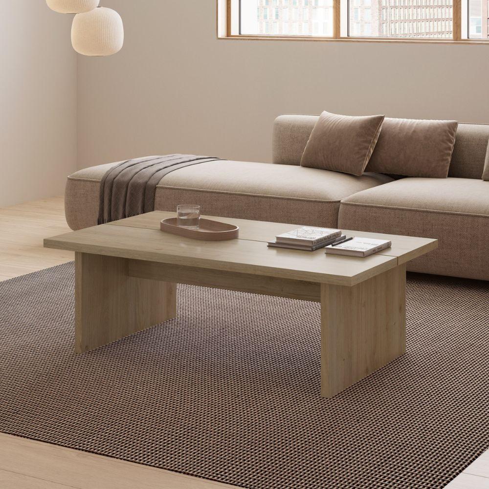 Tavolino rettangolare Loana colore rovere 120x70x40 cm.