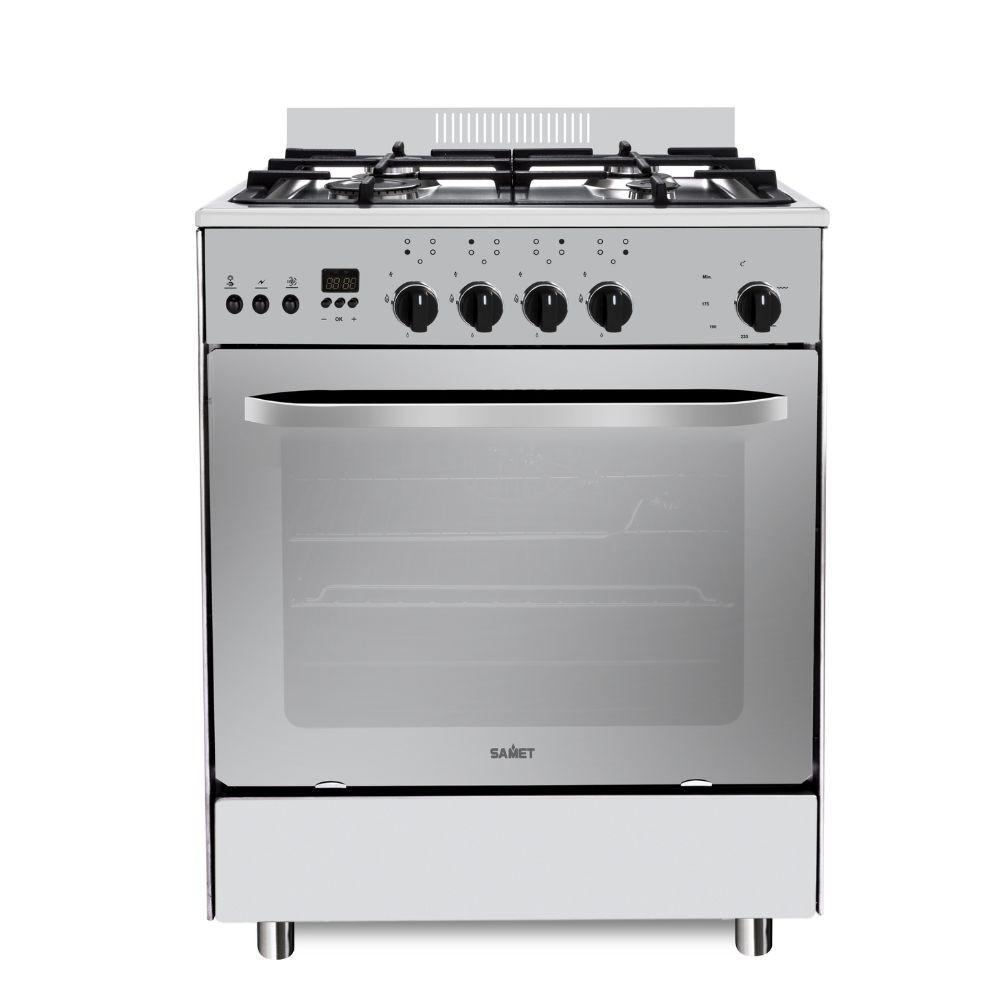Cucina a gas Stromboli 60x60 cm. con forno a gas e grill elettrico inox classe A