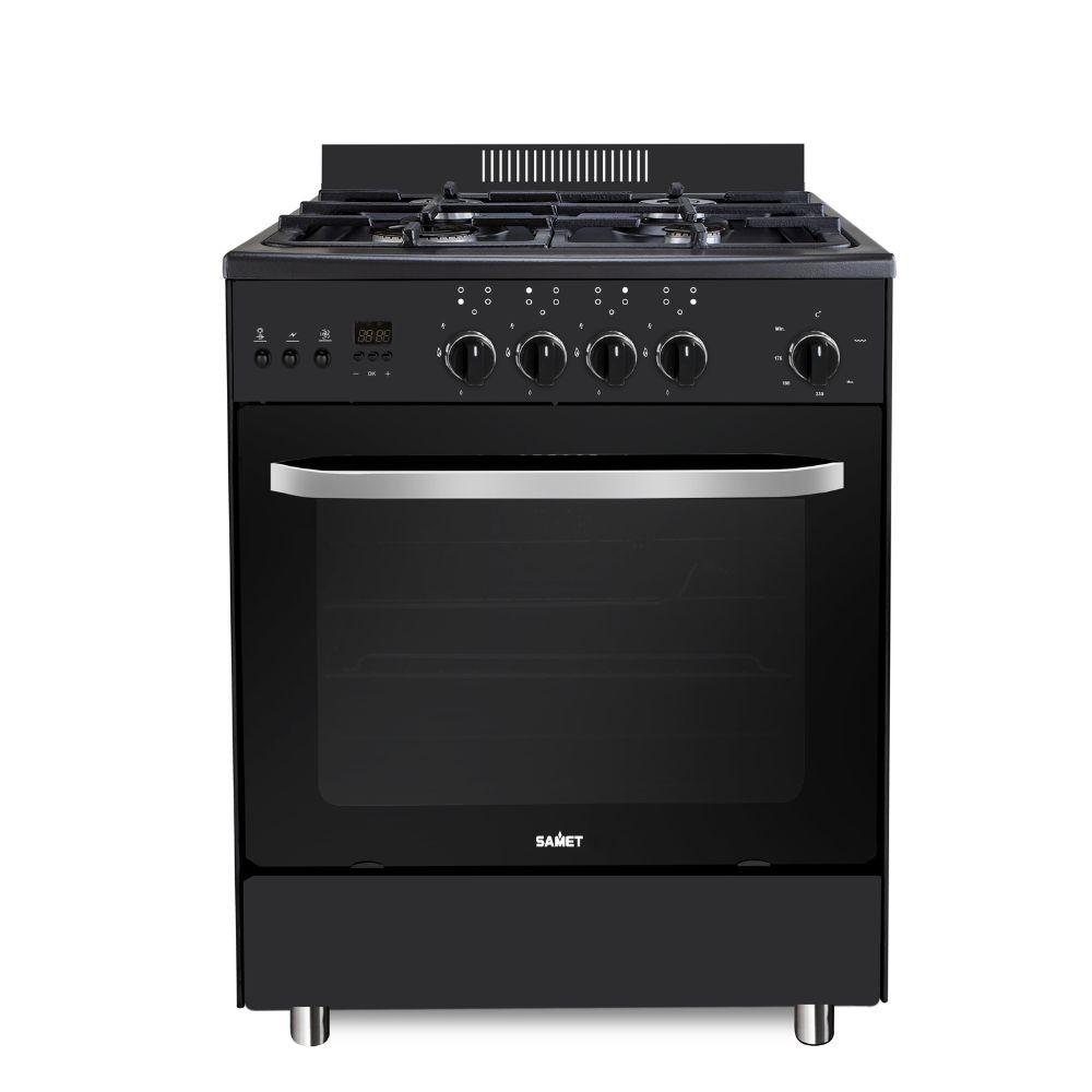 Cucina a gas Stromboli 60x60 cm. con forno a gas e grill elettrico nero classe A