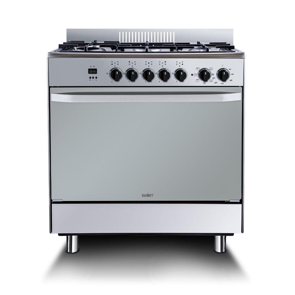 Cucina a gas Stromboli 80x55 cm. con forno e grill elettrici colore inox classe A