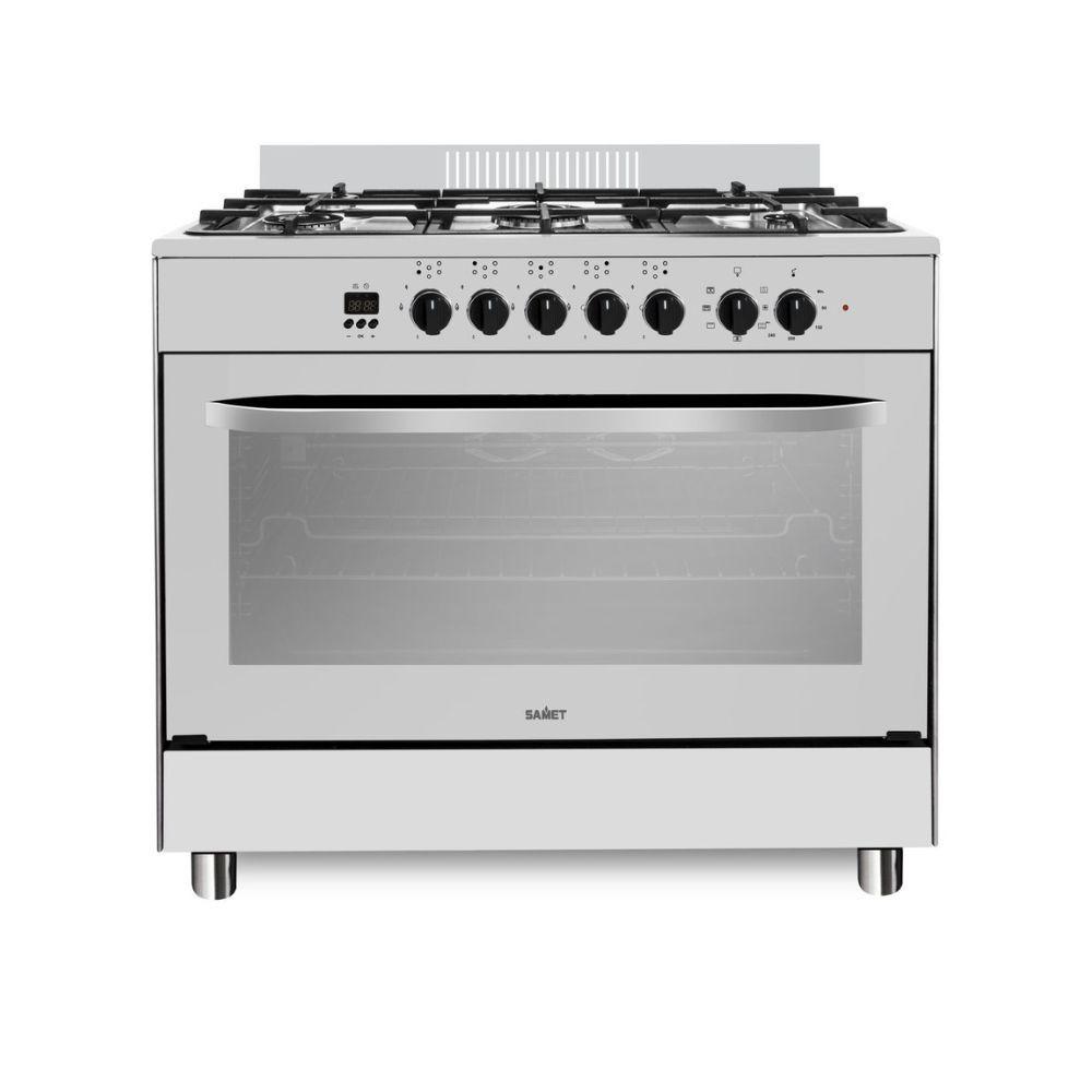 Cucina Stromboli a gas 90x60 cm. con forno e grill elettrici colore inox classe A