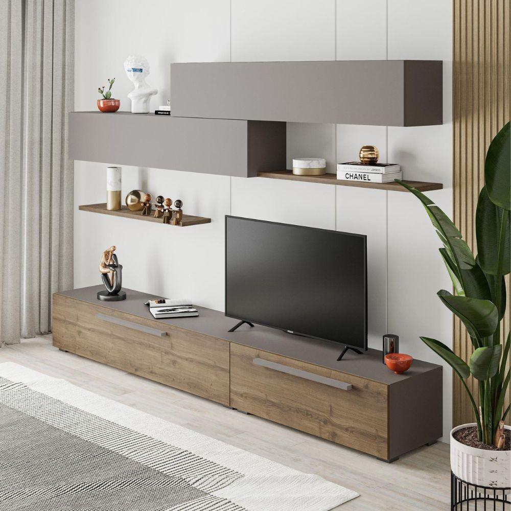Parete attrezzata Kombat 260 colore hitit noce e light mocha