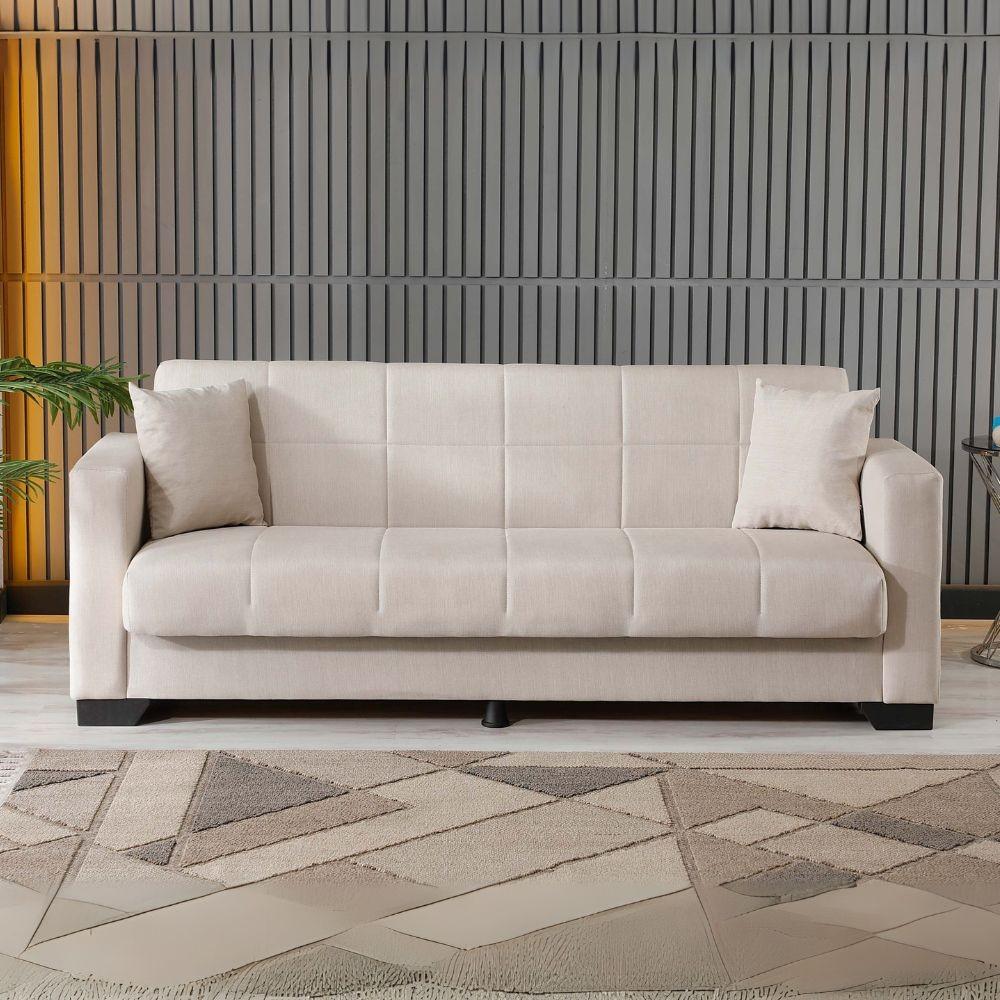 Divano letto contenitore Moon 3 posti in tessuto Internobase 09 cream