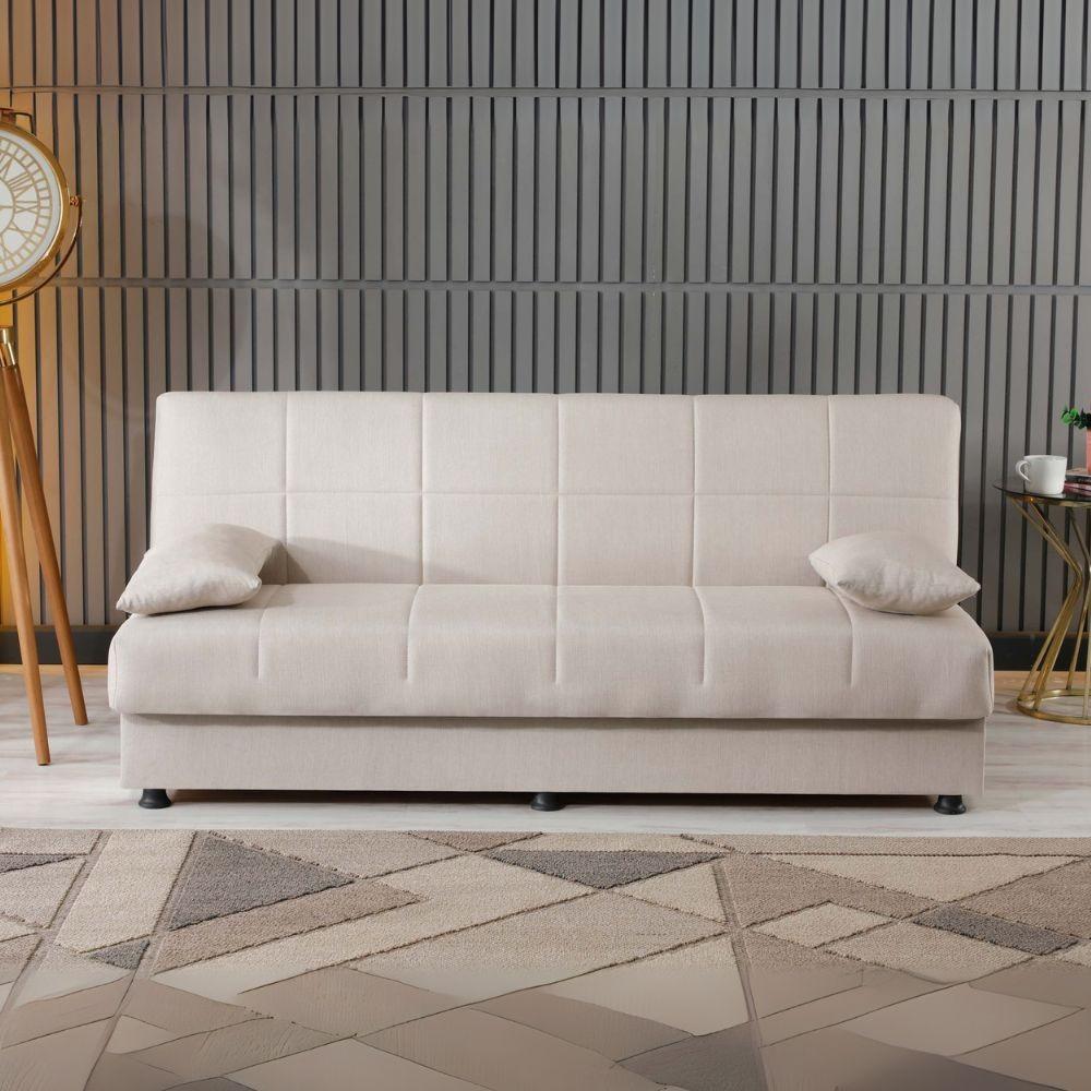 Divano letto contenitore click clack Moon senza braccioli in tessuto Internobase 09 cream