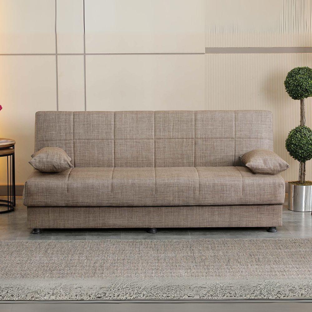 Divano letto contenitore click clack Moon senza braccioli in tessuto Internobase 07 camel