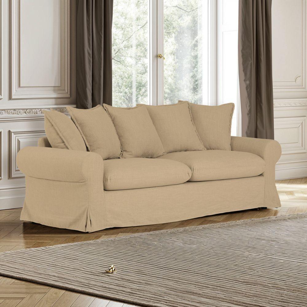 Divano 3 posti Lindsay in tessuto colore G5241 camel
