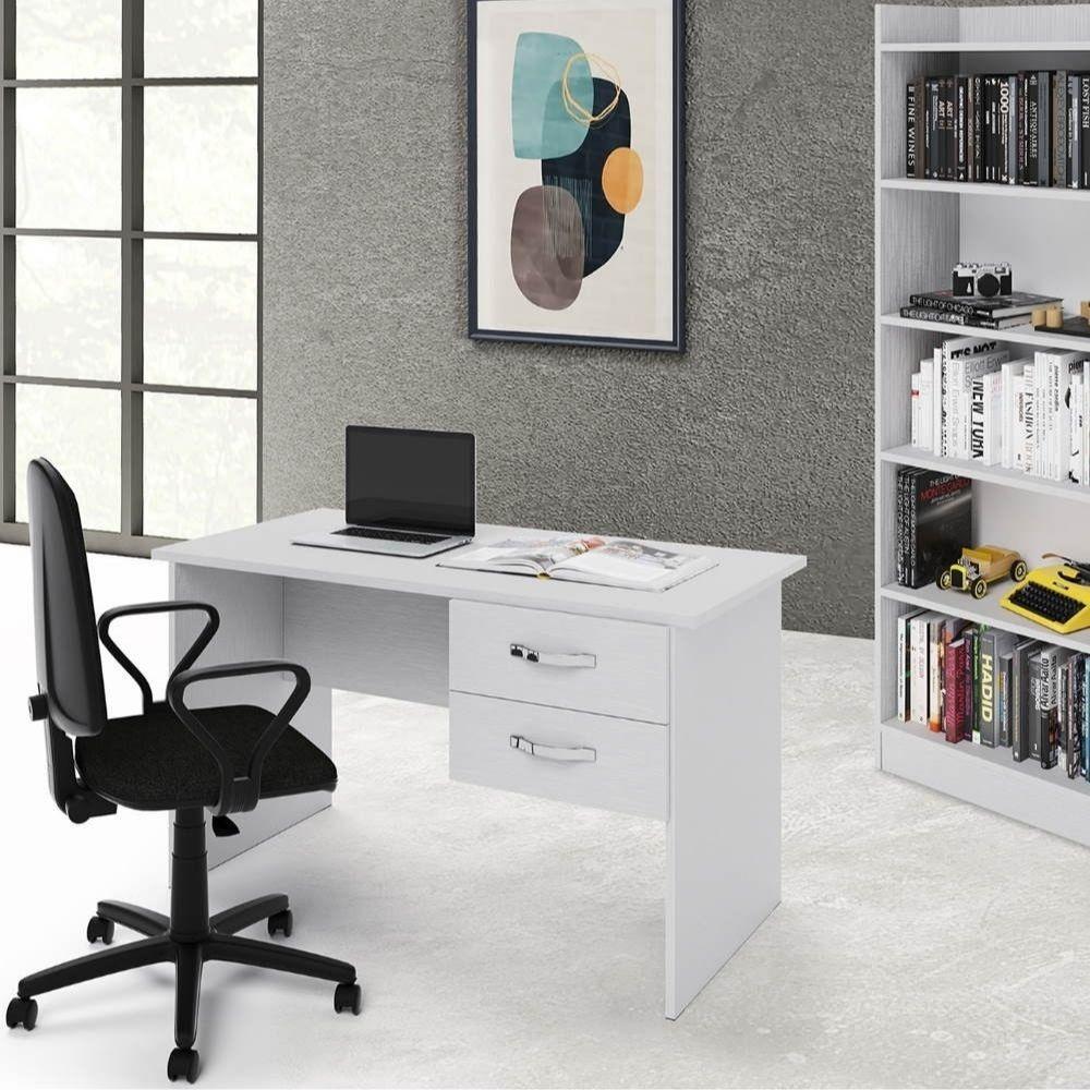 Scrivania Tiffany due cassetti 119x64x75h cm bianco frassinato