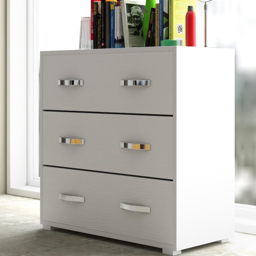 Com&ograve; 3 cassetti 91x45x81H bianco frassinato