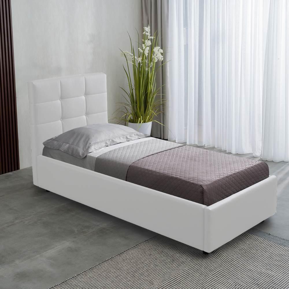 Letto singolo con contenitore Napoli bianco