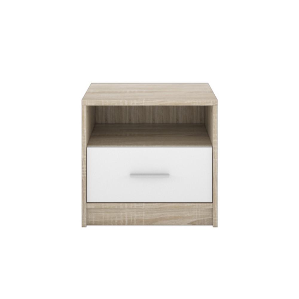Comodino Nepo 1 cassetto 49,5 cm. rovere sonoma bianco