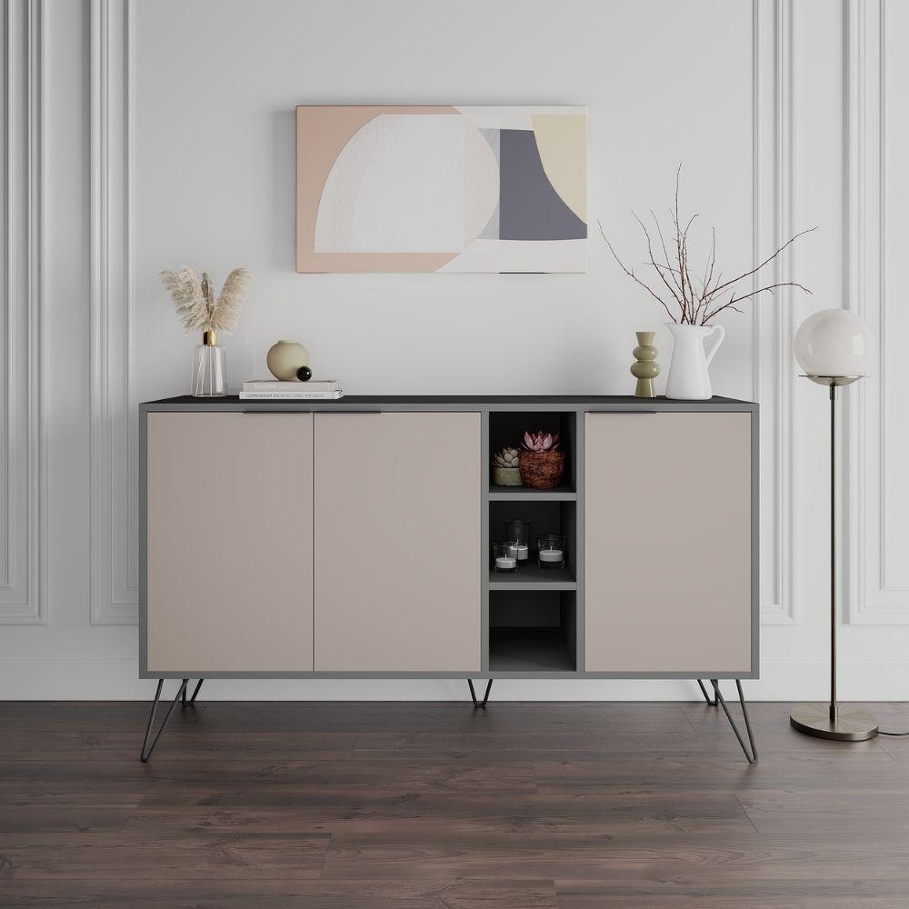Madia Clara antracite 3 ante tortora 142x35,6x83h