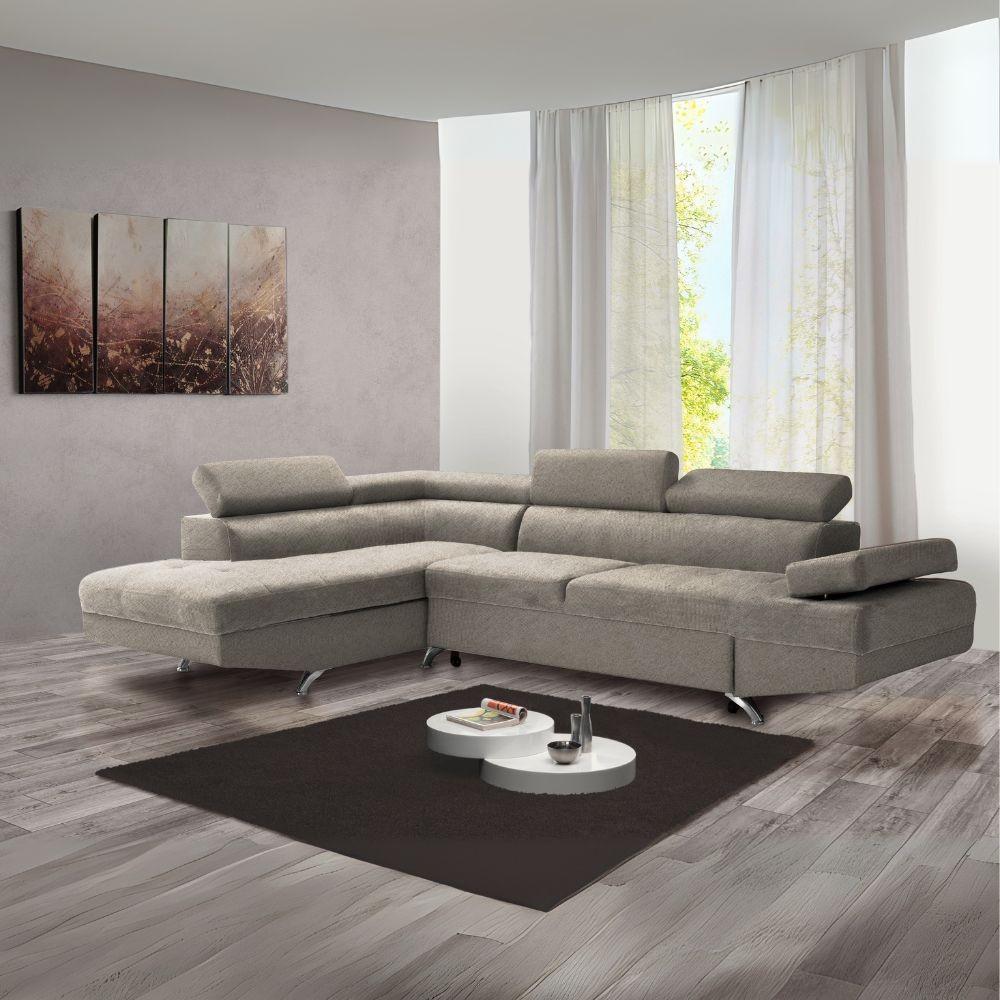 Divano letto angolare Rio con penisola contenitore sinistra in tessuto Twist 03 grigio rabbit
