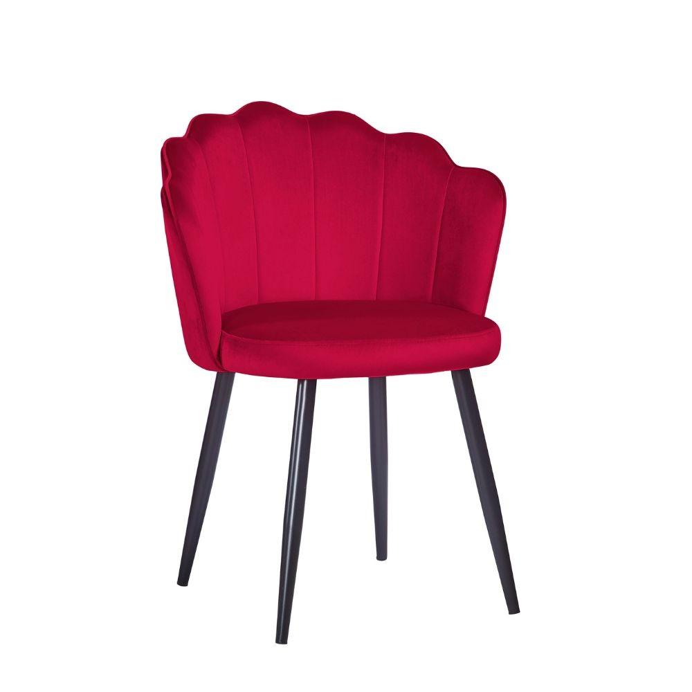 Sedia Omni velluto rosso con gambe metallo nero