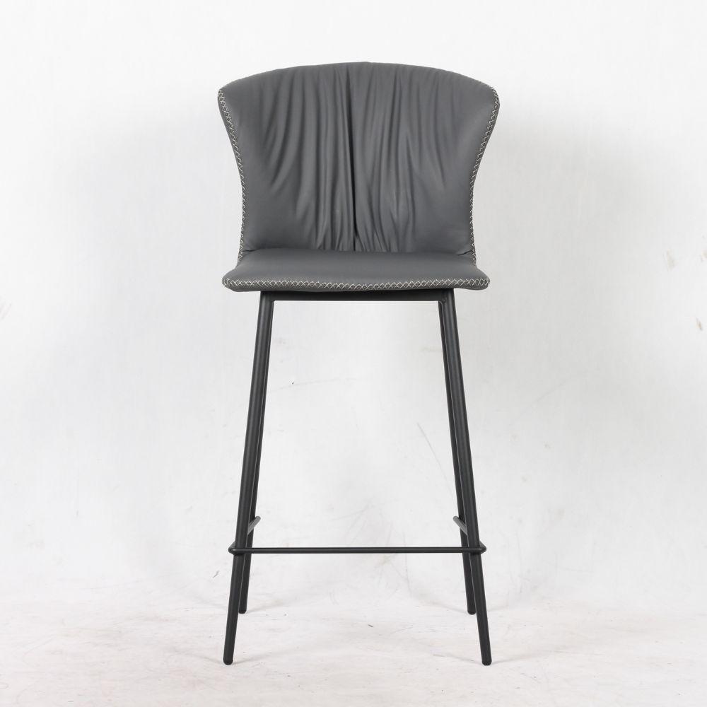 Sgabello Core colore antracite con gambe in metallo nero