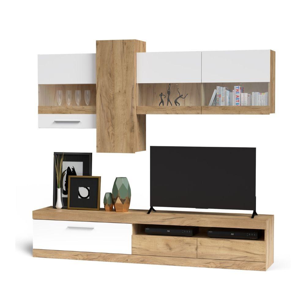Parete attrezzata Tokio colore rovere e bianco